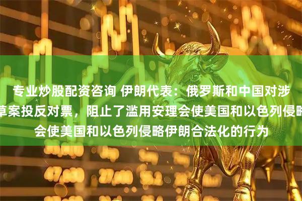 专业炒股配资咨询 伊朗代表：俄罗斯和中国对涉霍尔木兹海峡决议草案投反对票，阻止了滥用安理会使美国和以色列侵略伊朗合法化的行为