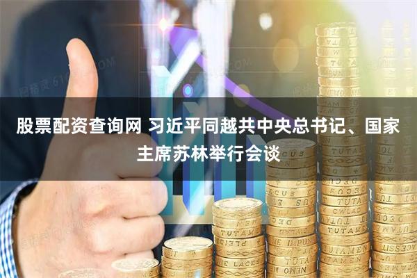 股票配资查询网 习近平同越共中央总书记、国家主席苏林举行会谈